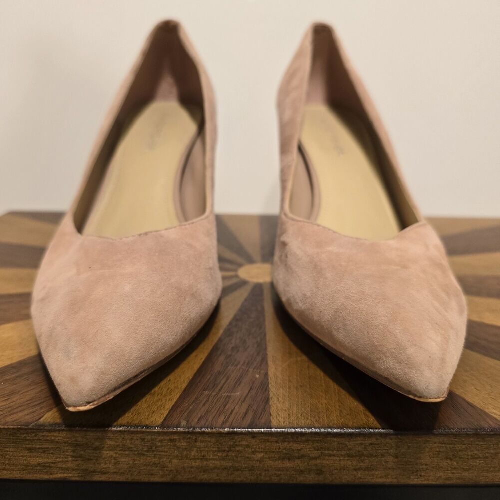 Marc Fisher Caitlin Pump Size 9.5M Womens Suede Pointed Block Heel Slip On Nude - Picture 4 of 12